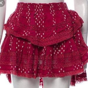 Loveshackfancy Red Printed Skirt Size medium